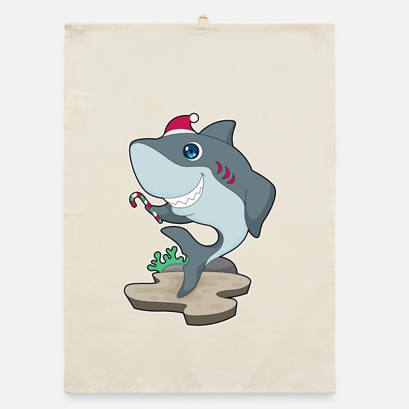 Requin Canne de Noël Torchon bio