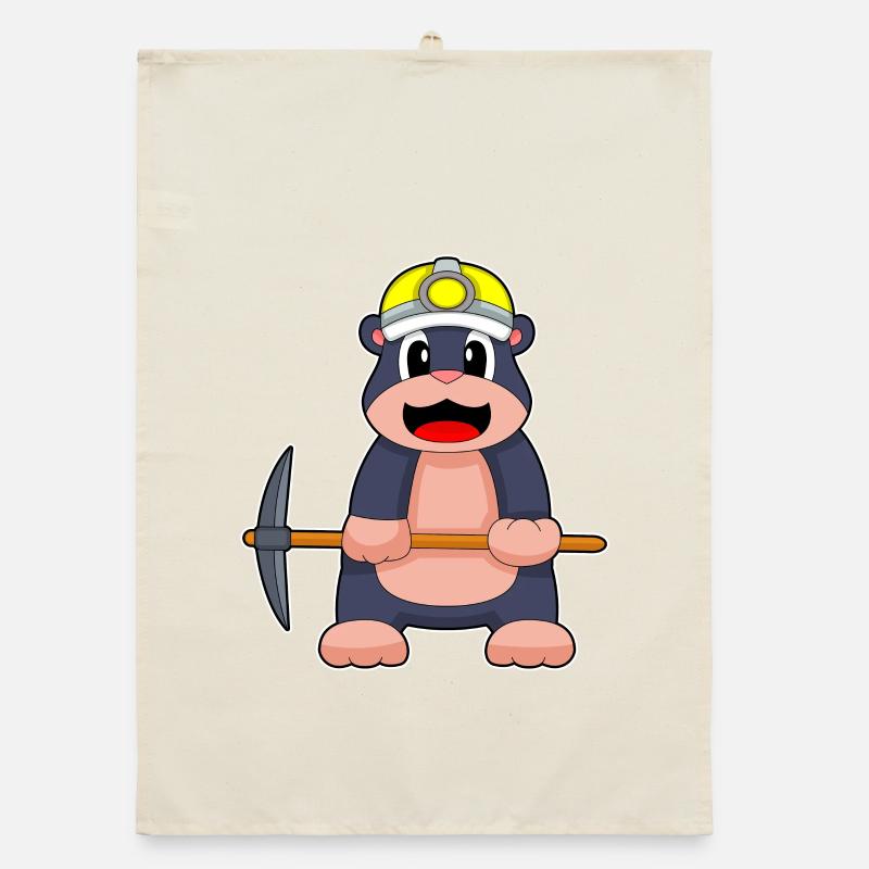 Mole, Miner, Pickaxe, Mining Organic dish towel