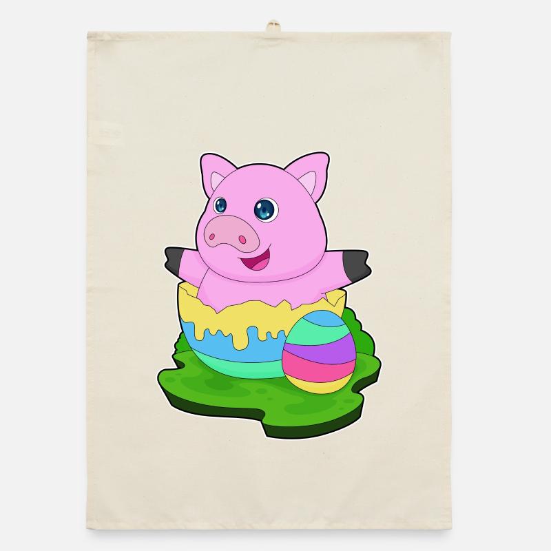 Pig Easter Easter Egg Organic dish towel
