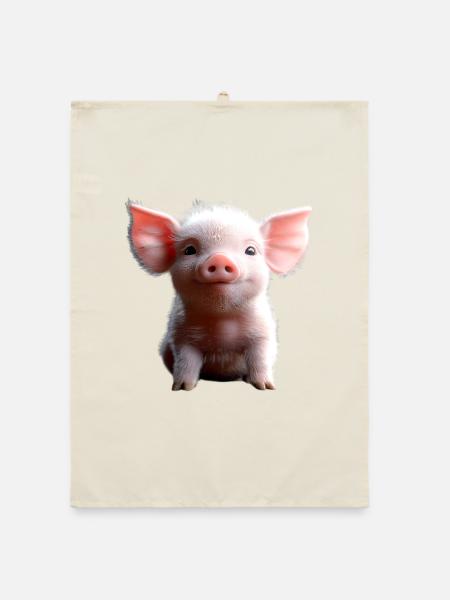 Schwein Hausschwein Schweine Ferkel Schweinchen - Organic Geschirrtuch - Natur - Vorne