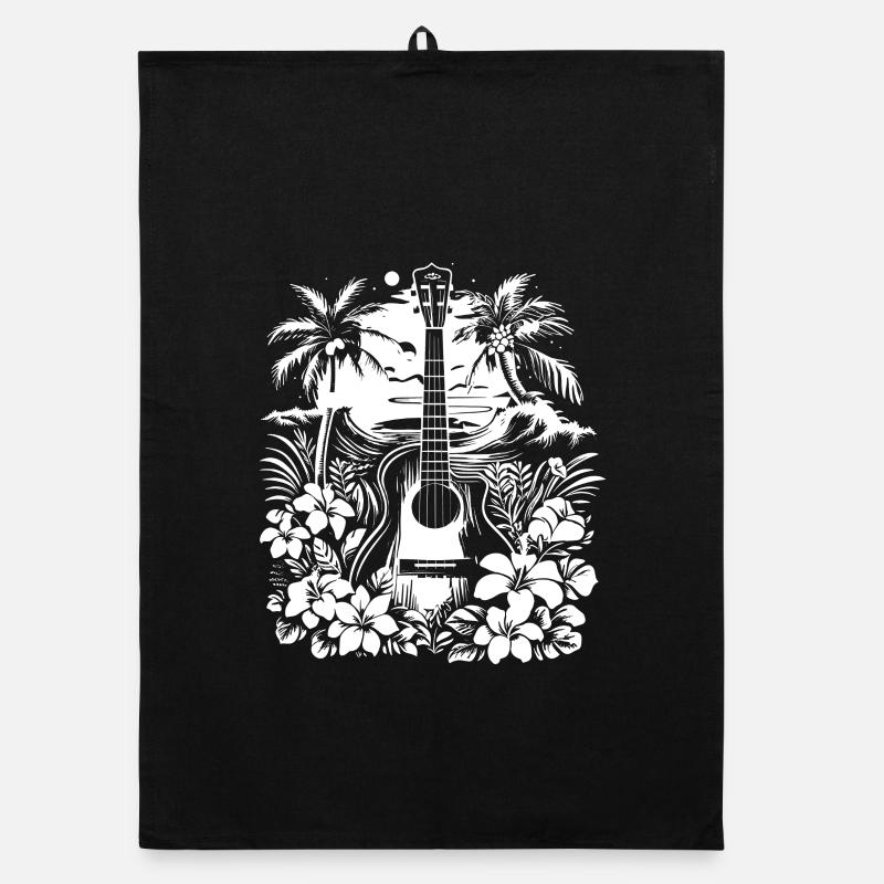 Guitar Sketch Organic dish towel