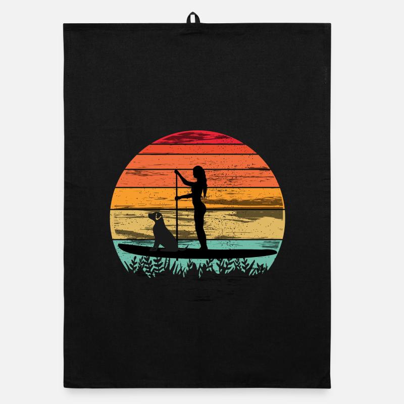 Paddleboarding with dog - Paddleboarding Tee Organic dish towel