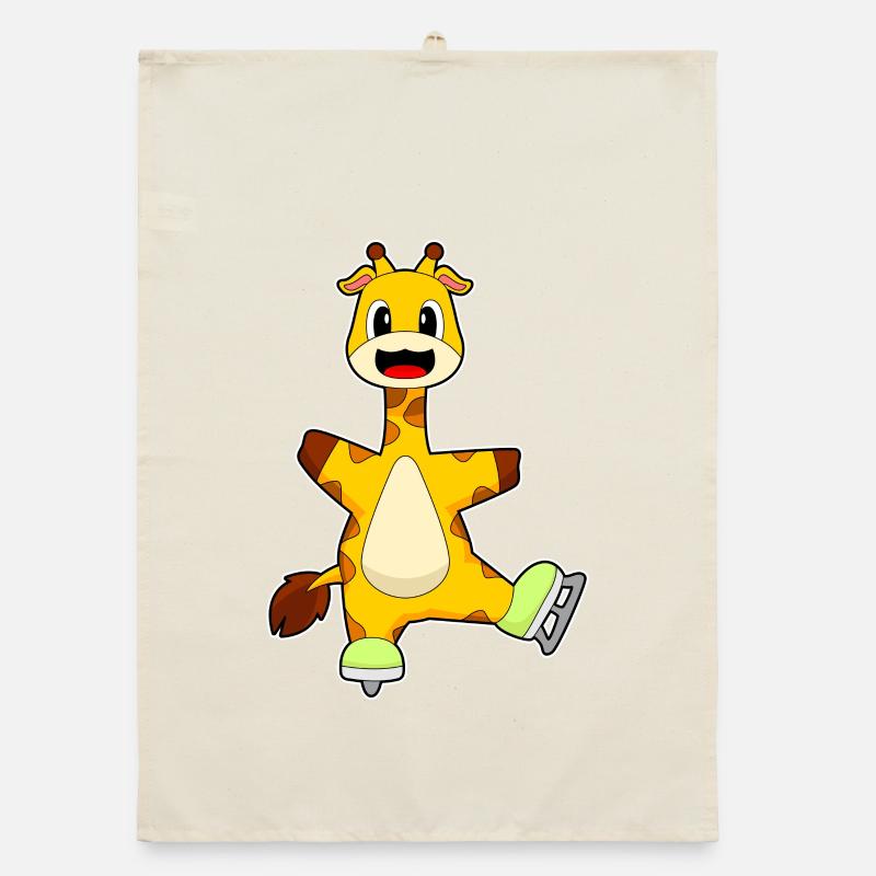 Giraffe Eislaufen Schlittschuhe Organic Geschirrtuch