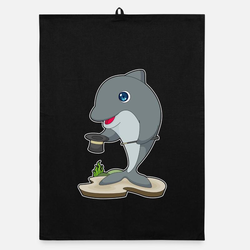 Dolphin Wizard Top Hat Organic dish towel