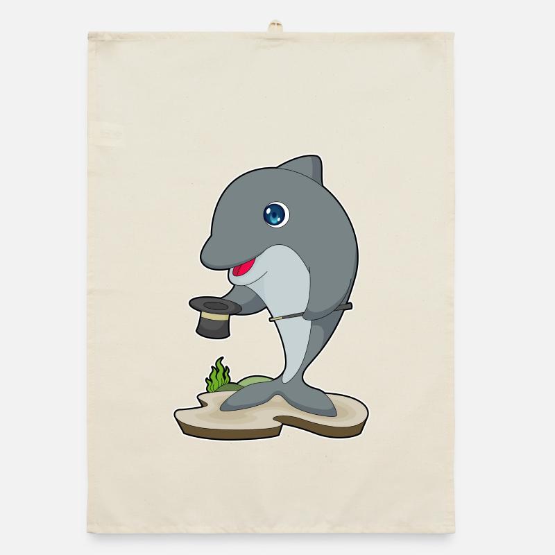 Delfin Zauberer Zylinder Organic Geschirrtuch