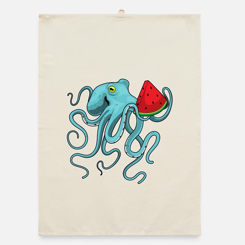 Octopus Watermelon Organic dish towel