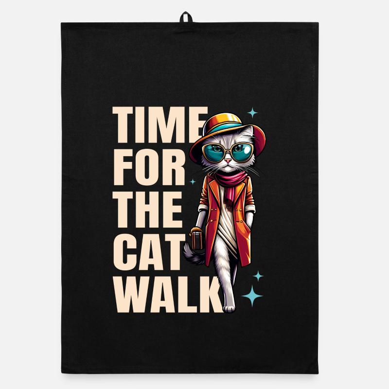 Cat Runway Mode « C’est l’heure du défilé » Torchon bio