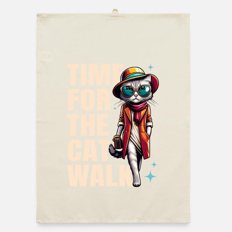 Cat Runway Mode « C’est l’heure du défilé » Torchon bio