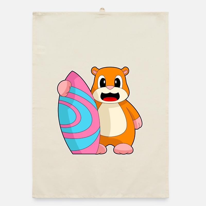 Été de surf sur planche de surf pour hamsters Torchon bio