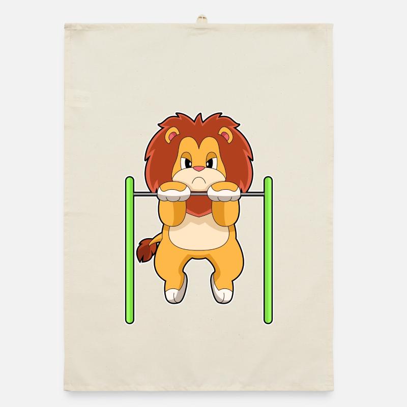 Lion Bodybuilder Pull-ups Bodybuilding Organic dish towel
