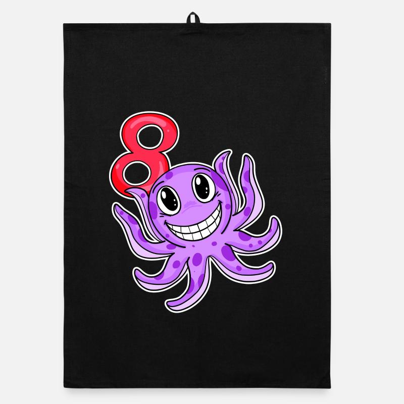 Motif 8e anniversaire Octopus - Huit ans Torchon bio