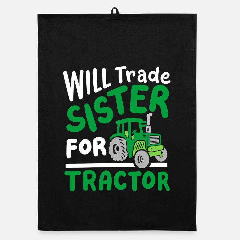 Traktor Schwester Landwirtschaft - Organic Geschirrtuch - Schwarz