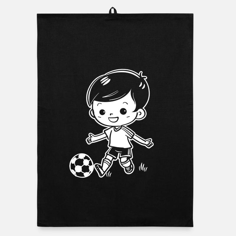 Soccer Boy Drawing Organic dish towel