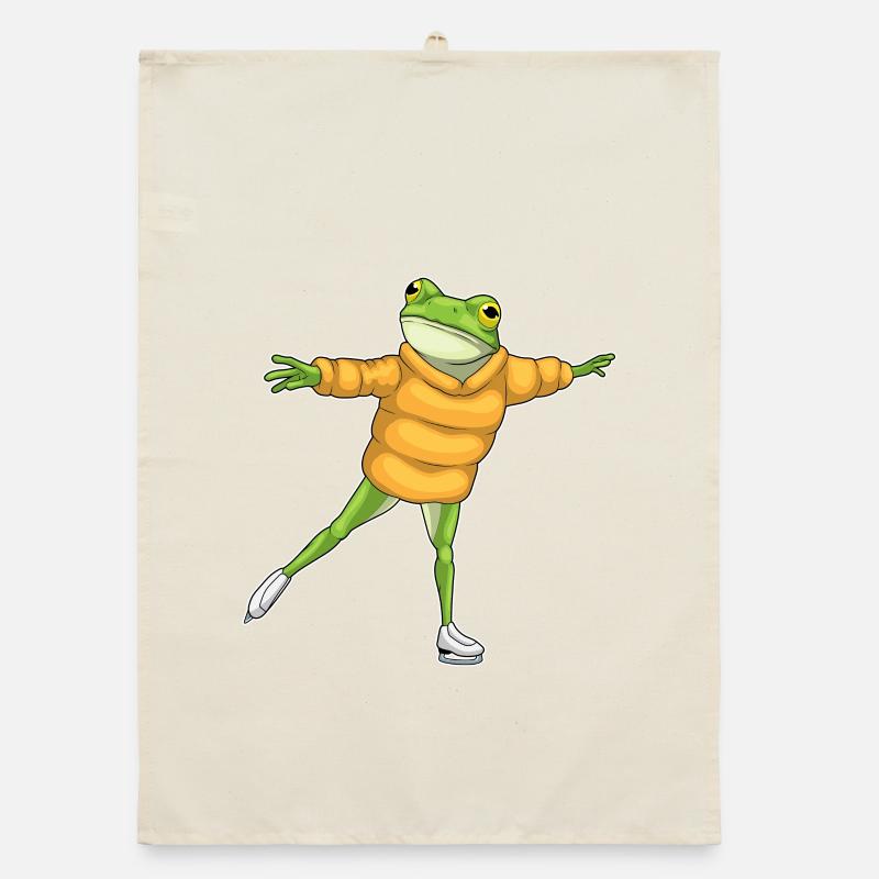Frosch Eislaufen Schlittschuhe Organic Geschirrtuch