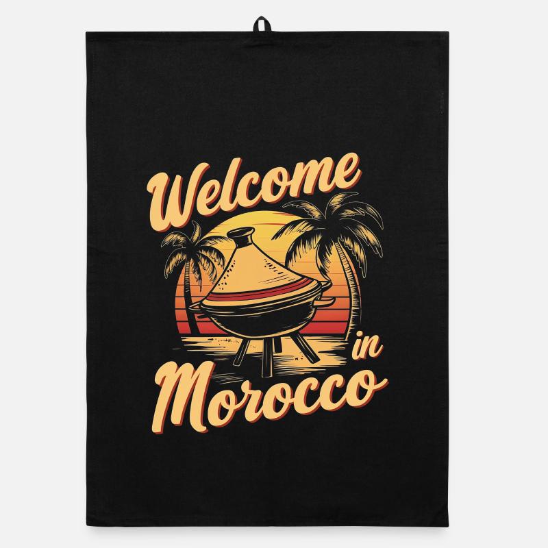 accueillant marocain coucher de soleil design - Torchon bio - noir