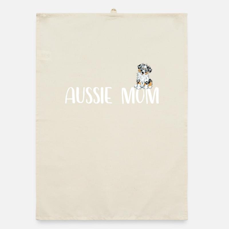Funny Australian Shepherd Mama I Aussie Mom Organic dish towel