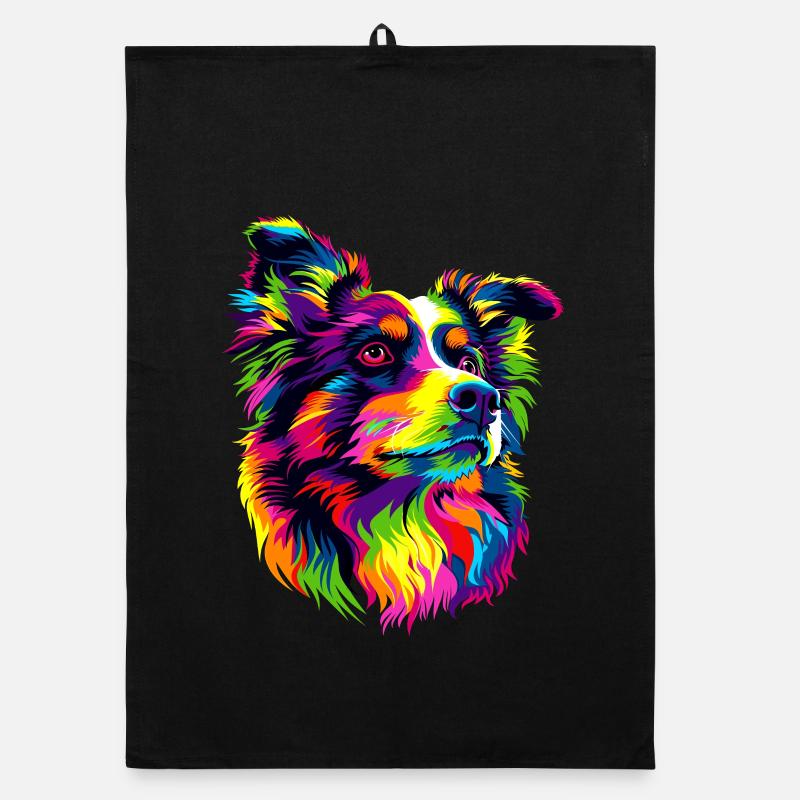Australian Shepherd Bright Colors Pop Art Aussie Organic dish towel