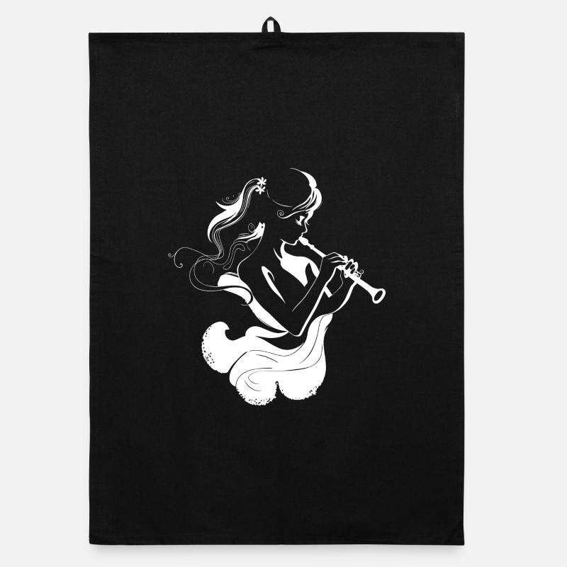 Flute Player Sketch Organic dish towel