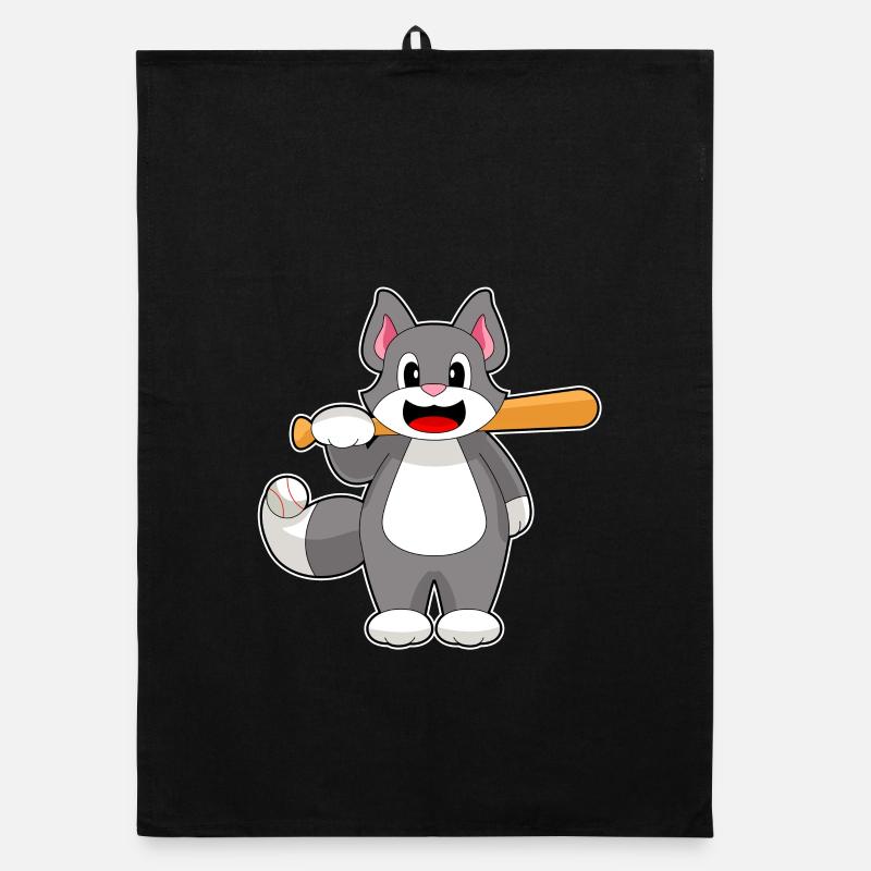 Cat Baseball Batte de baseball Torchon bio