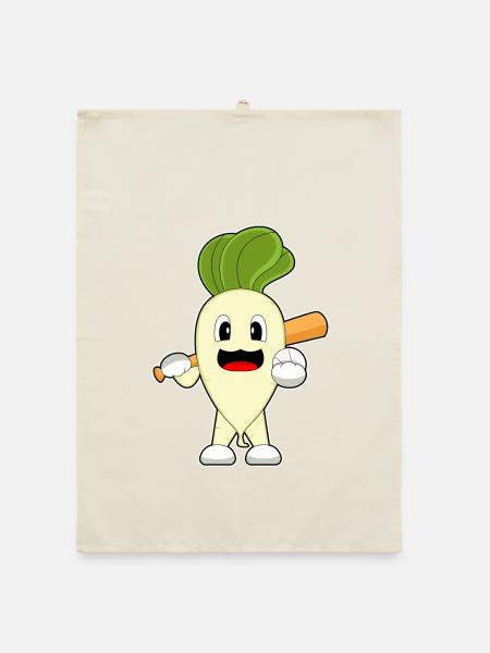 Radis Baseball Batte de Baseball - Torchon bio - nature - Devant