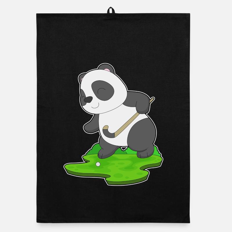 Panda Hockey Hockeyschläger - Organic Geschirrtuch - Schwarz