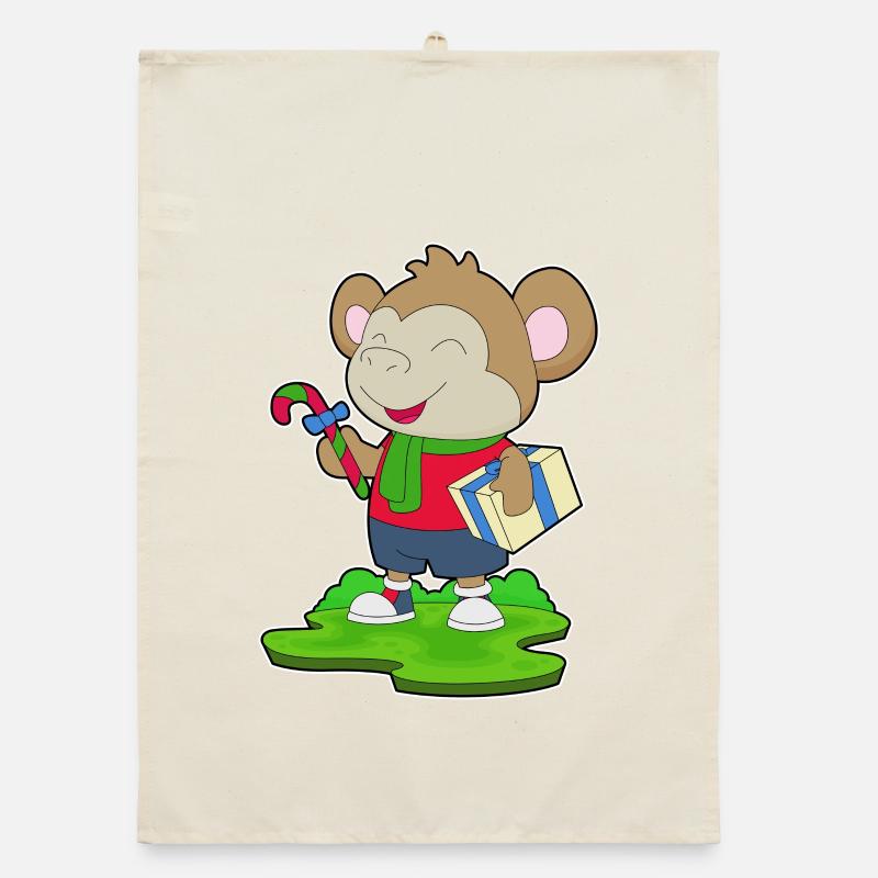 Monkey Christmas Package Organic dish towel