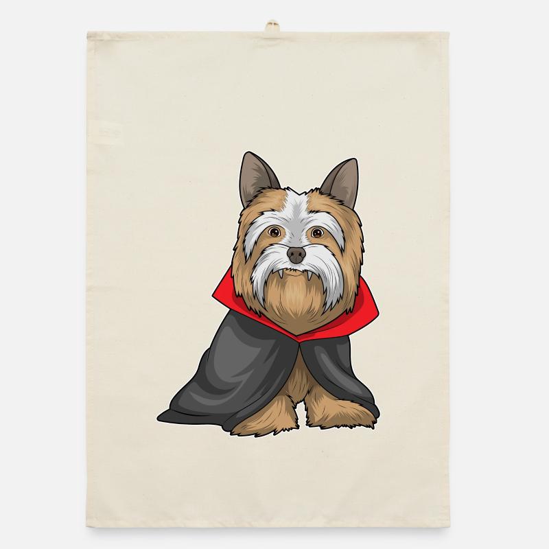 Yorkshire Terrier Halloween Vampire Torchon bio
