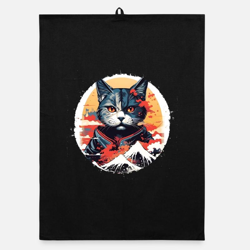 Cat Manga Style Organic dish towel