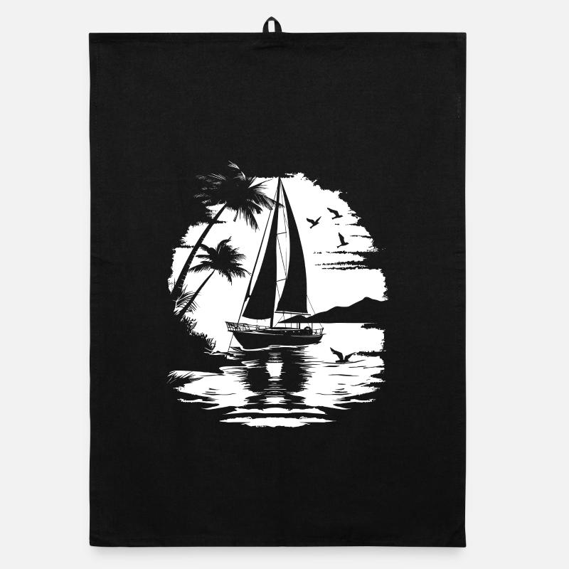 Sailing Drawing Organic dish towel