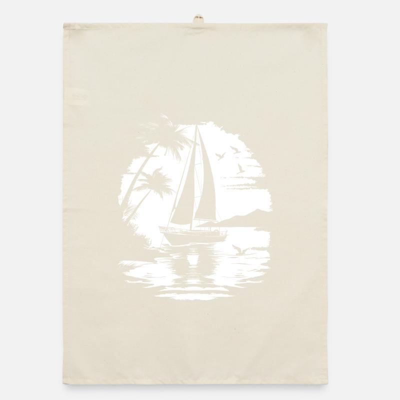 Sailing Drawing Organic dish towel