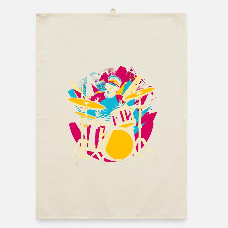 Schlagzeuger Synthwave Organic Geschirrtuch