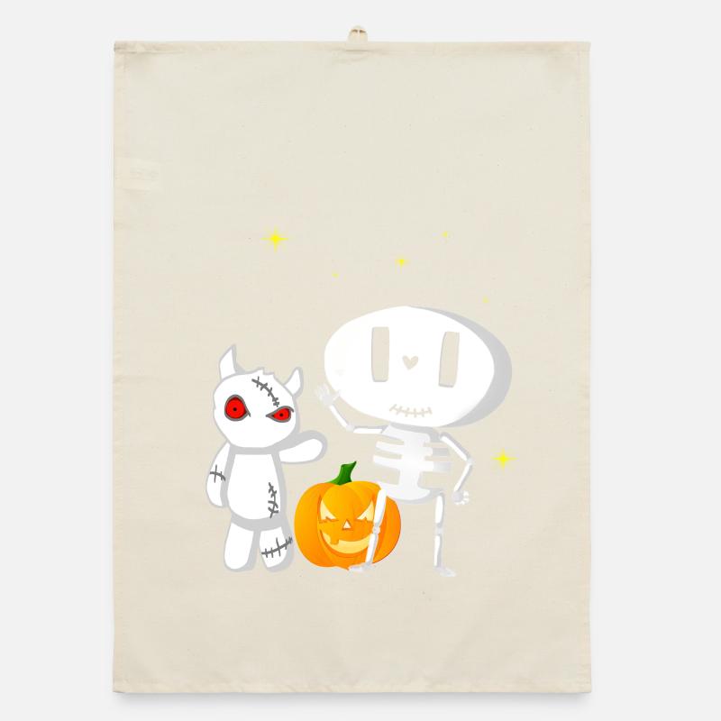Halloweengesellschaft Gespenst und Monsterchen Organic Geschirrtuch