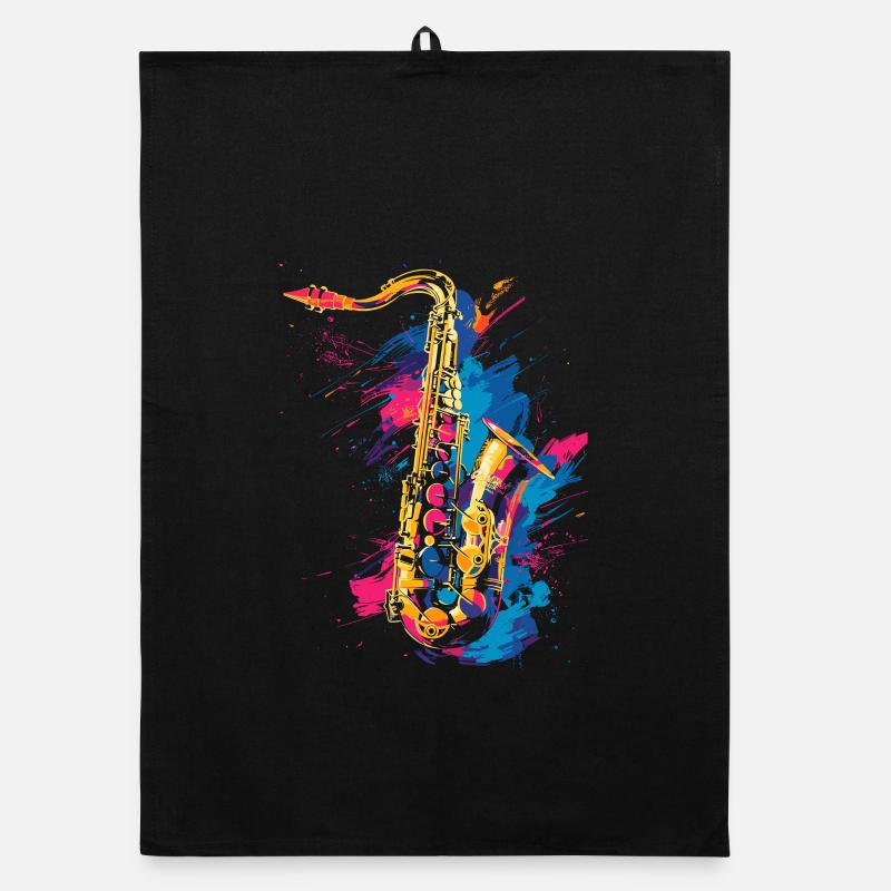 Saxophon Graffiti Organic Geschirrtuch