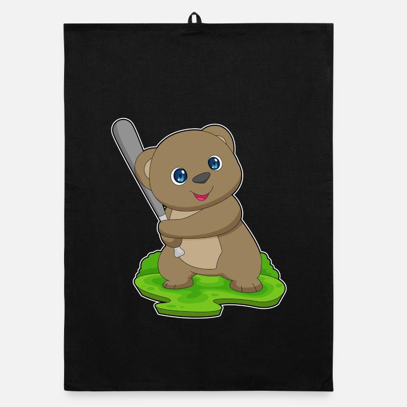 Bear Baseball Baseball Bat Organic dish towel