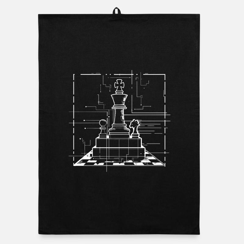 Chess Pieces Drawing Organic dish towel