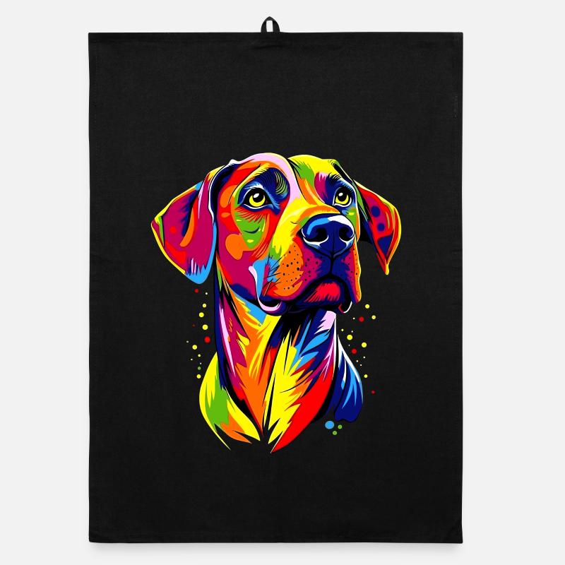 Rhodesian Ridgeback Popart Regenbogen Bunt Hunde Organic Geschirrtuch
