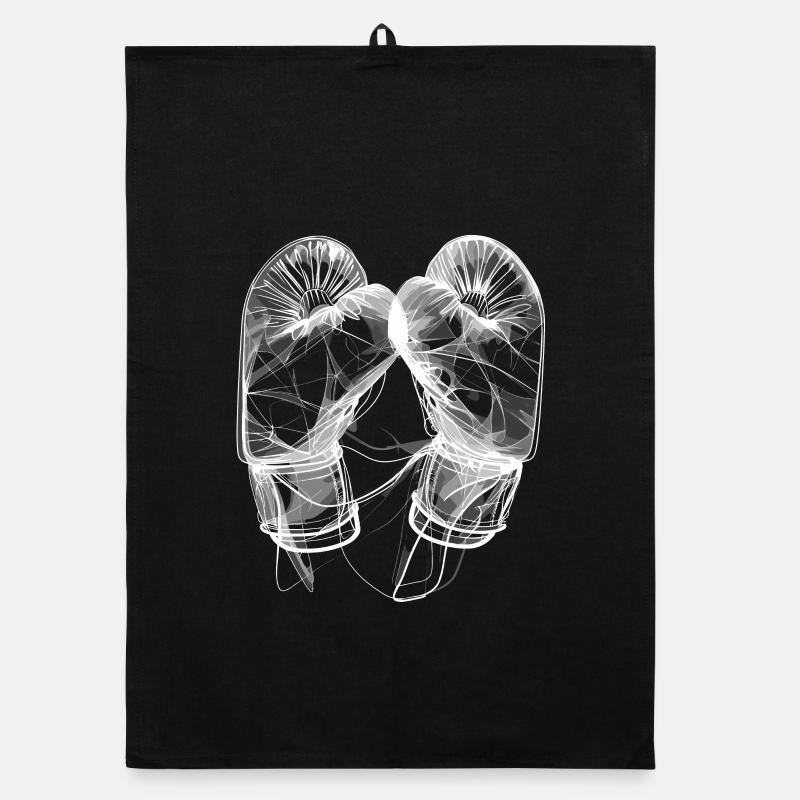 Boxing Gloves Line Art Organic dish towel