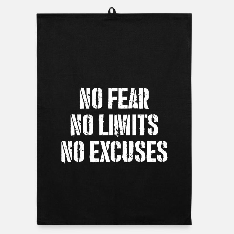 Pas de peur, pas de limites, pas d’excuses - Torchon bio - noir