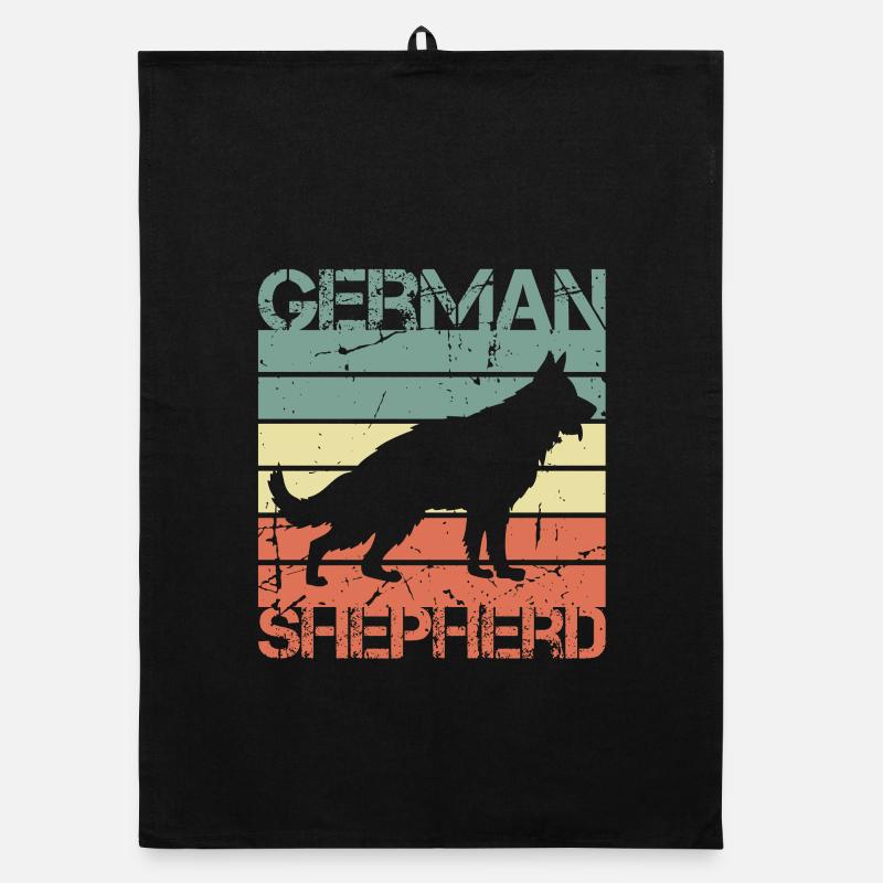 Retro Deutscher Schäferhund Organic Geschirrtuch