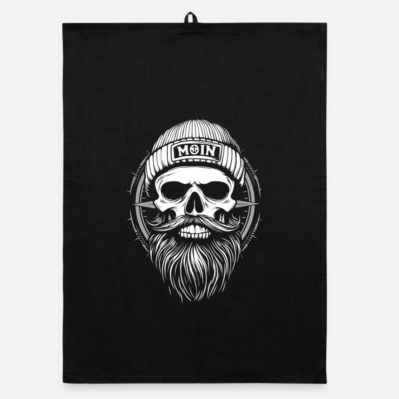 Moin - Totenkopf mit Bart - Seemann Geschenk Organic Geschirrtuch