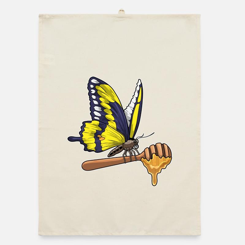 Butterfly Honey Spoon Organic dish towel