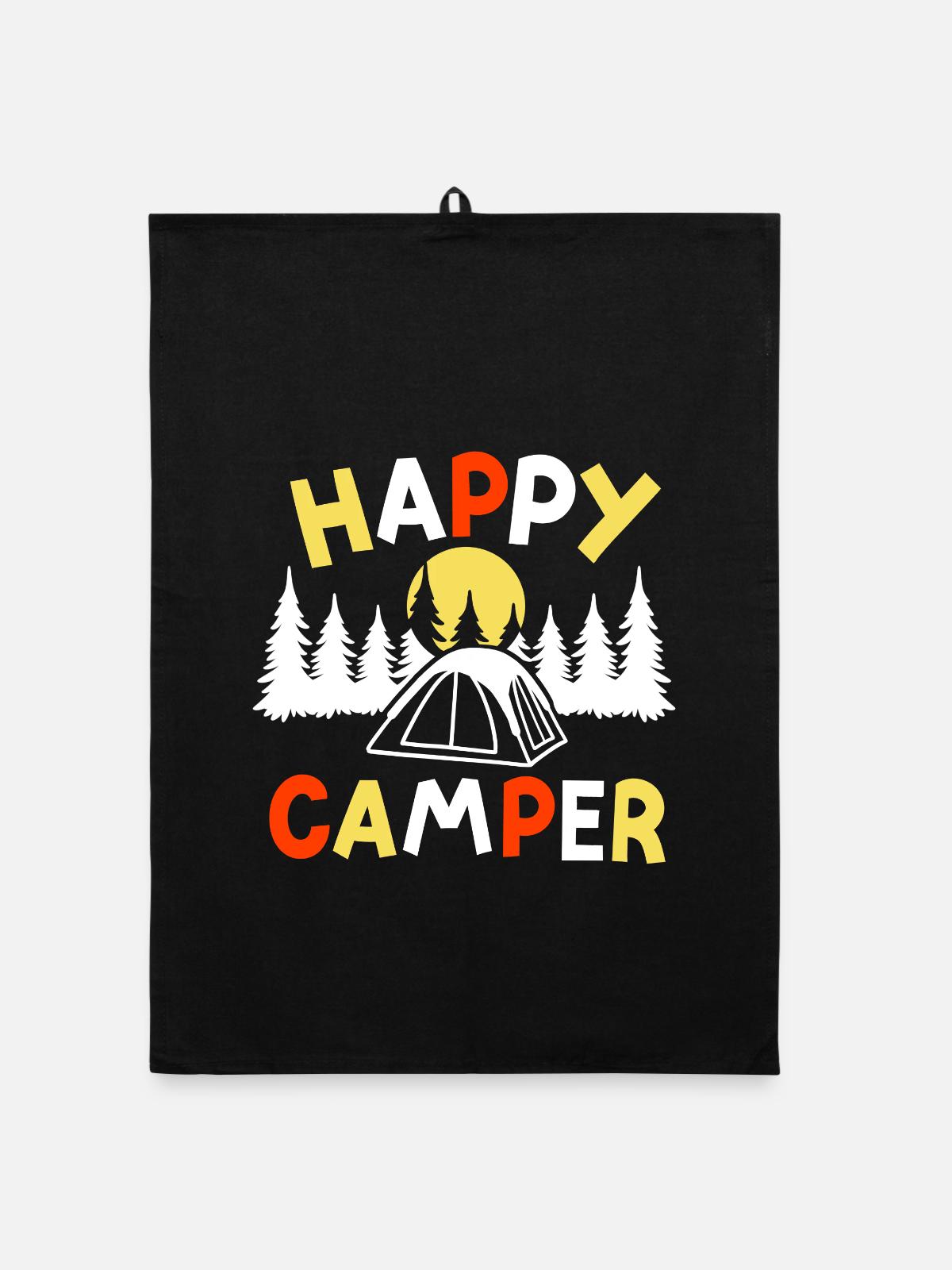 Camping Camper - Organic Geschirrtuch - Schwarz - Vorne