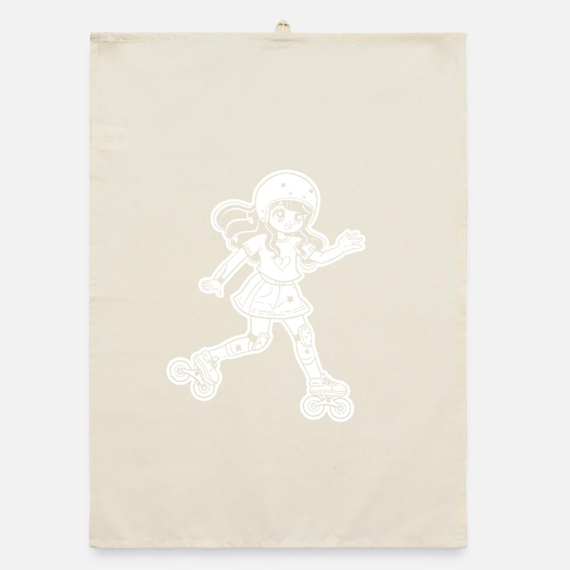 Rollschuh Mädchen Cartoon Organic Geschirrtuch