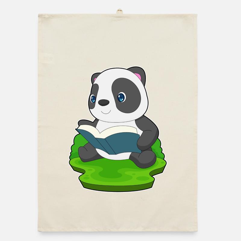 Panda Nerd Book Organic dish towel