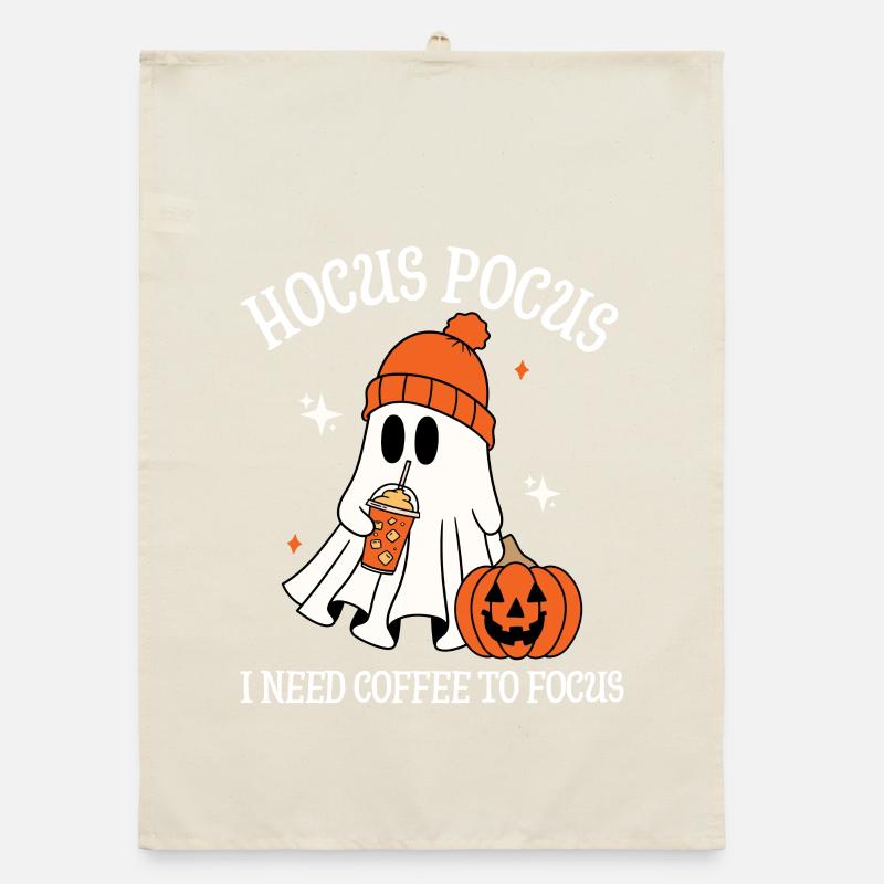 Hocus Pocus I Need Coffee to Focus Halloween Organic dish towel