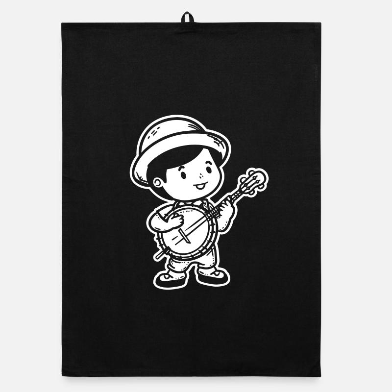 Small banjo player Organic dish towel