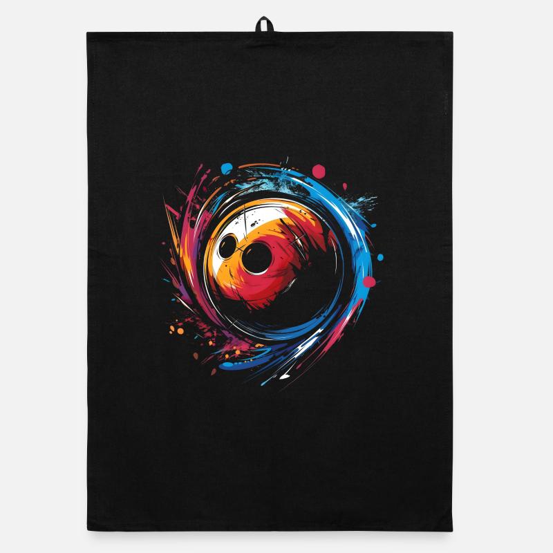 Vintage Bowling Retrowave - Organic Geschirrtuch - Schwarz
