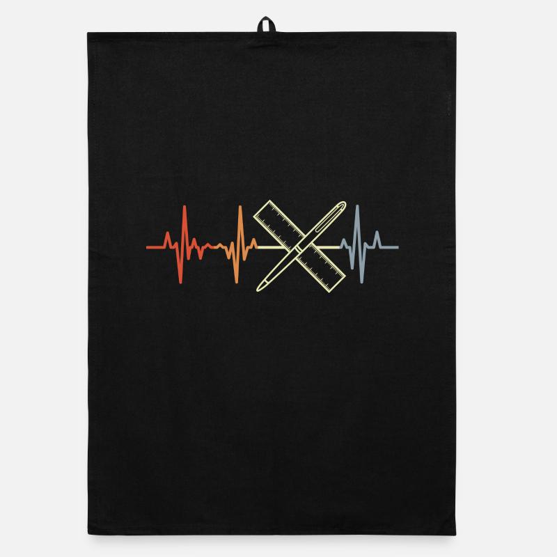 Pen and Ruler Heart Line Organic dish towel