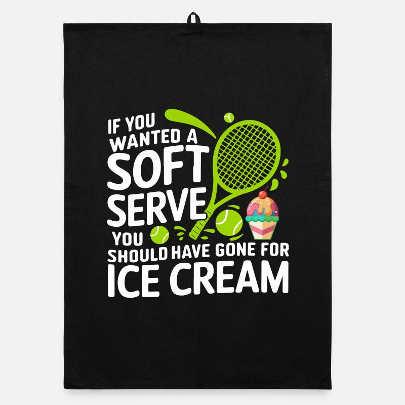 Soft Serve vs Eiscreme Cartoon-Zitat - Organic Geschirrtuch - Schwarz