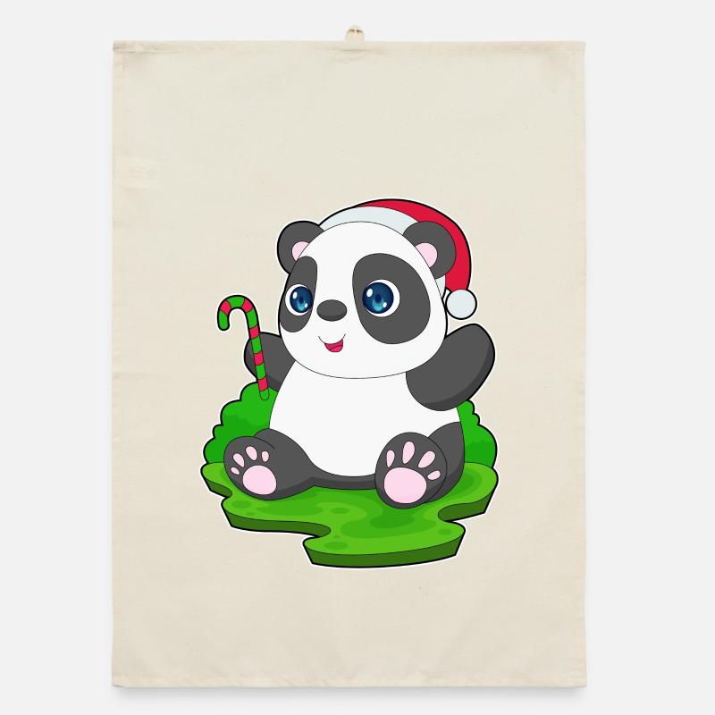 Panda Canne de Noël Torchon bio